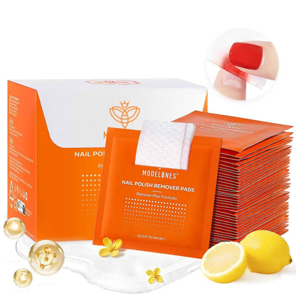Modelones Nail Polish Remover Pads, Acetone Nail Polish Remover Wipes 50 PCS Professional Individually Wrapped Wet Wipes Easily & Quickly  Smell Glycerin Moisturizing Big Size Portable