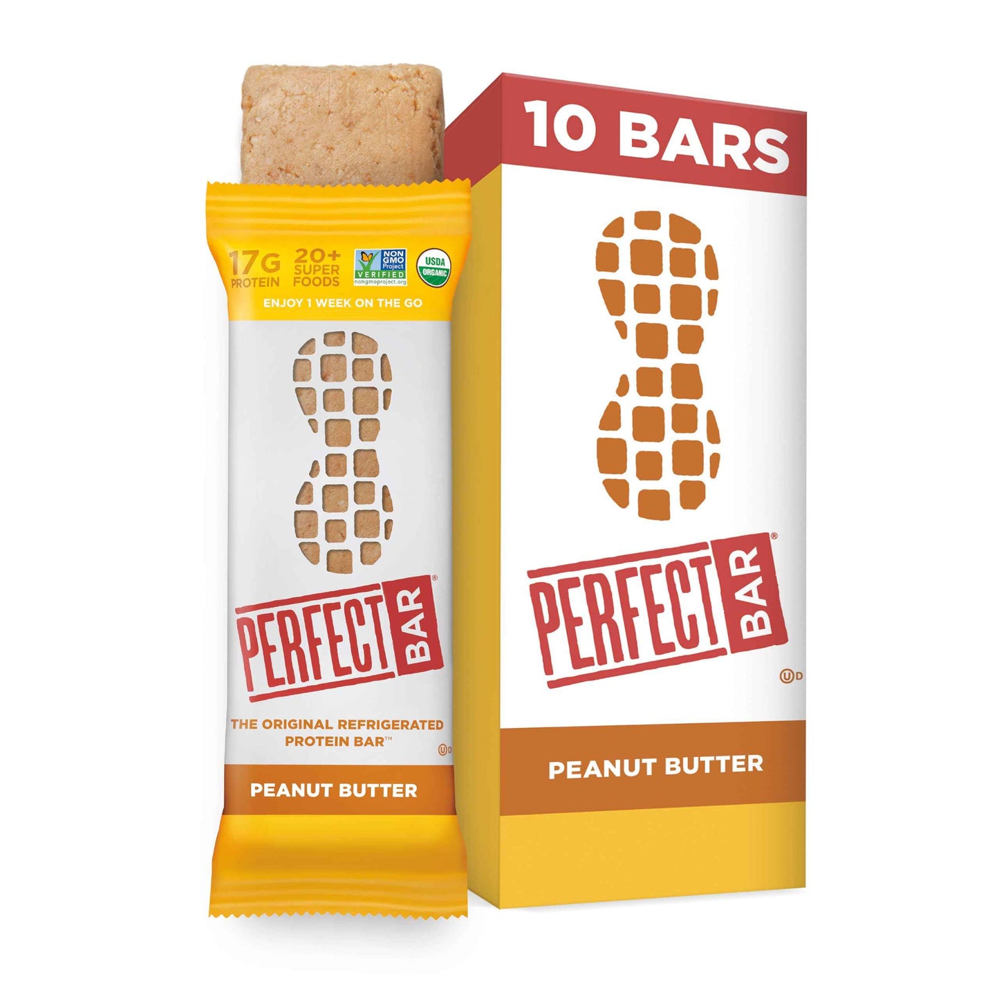 Perfect Bar Protein Bars, Gluten Free, Made with Organic Honey, Cookie Dough Texture, Refrigerated