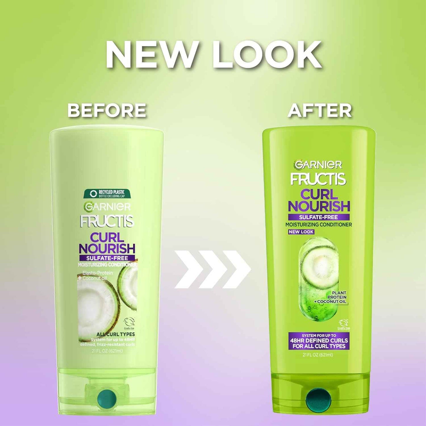 Garnier Fructis Curl Nourish Conditioner, Curly Hair Conditioner with Coconut Oil and Plant Protein, Up to 48HR Defined Curls for all Curl Types