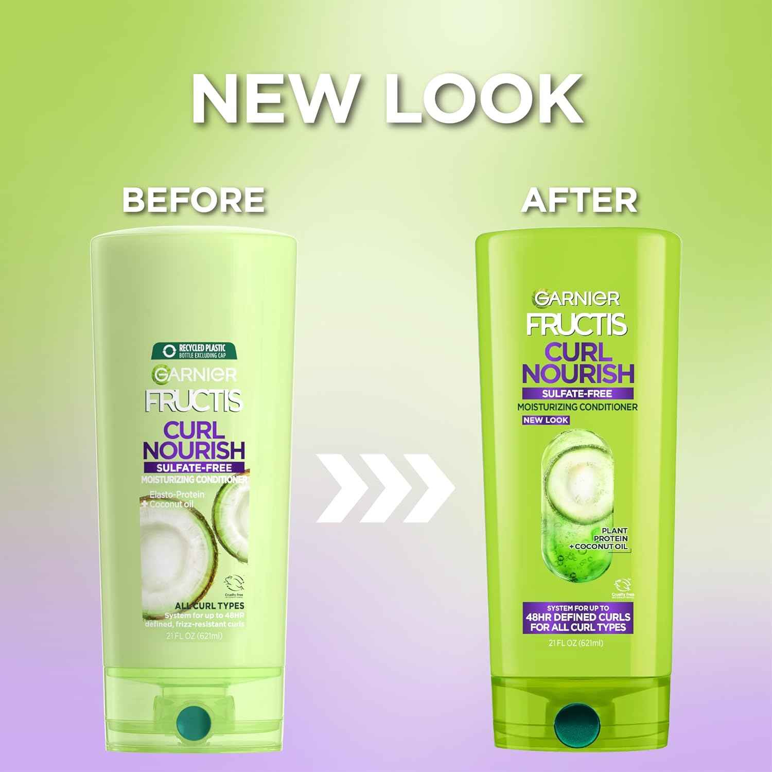 Garnier Fructis Curl Nourish Conditioner, Curly Hair Conditioner with Coconut Oil and Plant Protein, Up to 48HR Defined Curls for all Curl Types