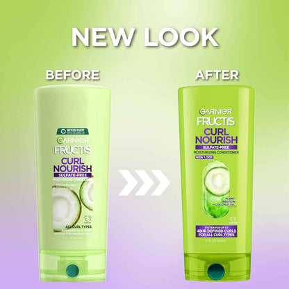 Garnier Fructis Curl Nourish Conditioner, Curly Hair Conditioner with Coconut Oil and Plant Protein, Up to 48HR Defined Curls for all Curl Types