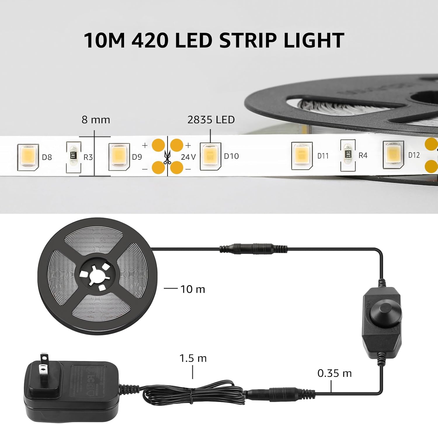 Lepro_LED_Strip_Light,_16.4_ft/32.8Ft_Dimmable_Vanity_Lights,_6000K_Super_Bright_LED_Tape_Lights,_420_LEDs_SMD_2835,_Strong_3M_Adhesive,_Suitable_for_Home,_Kitchen,_Under_Cabinet,_Bedroom,_Daylight_White