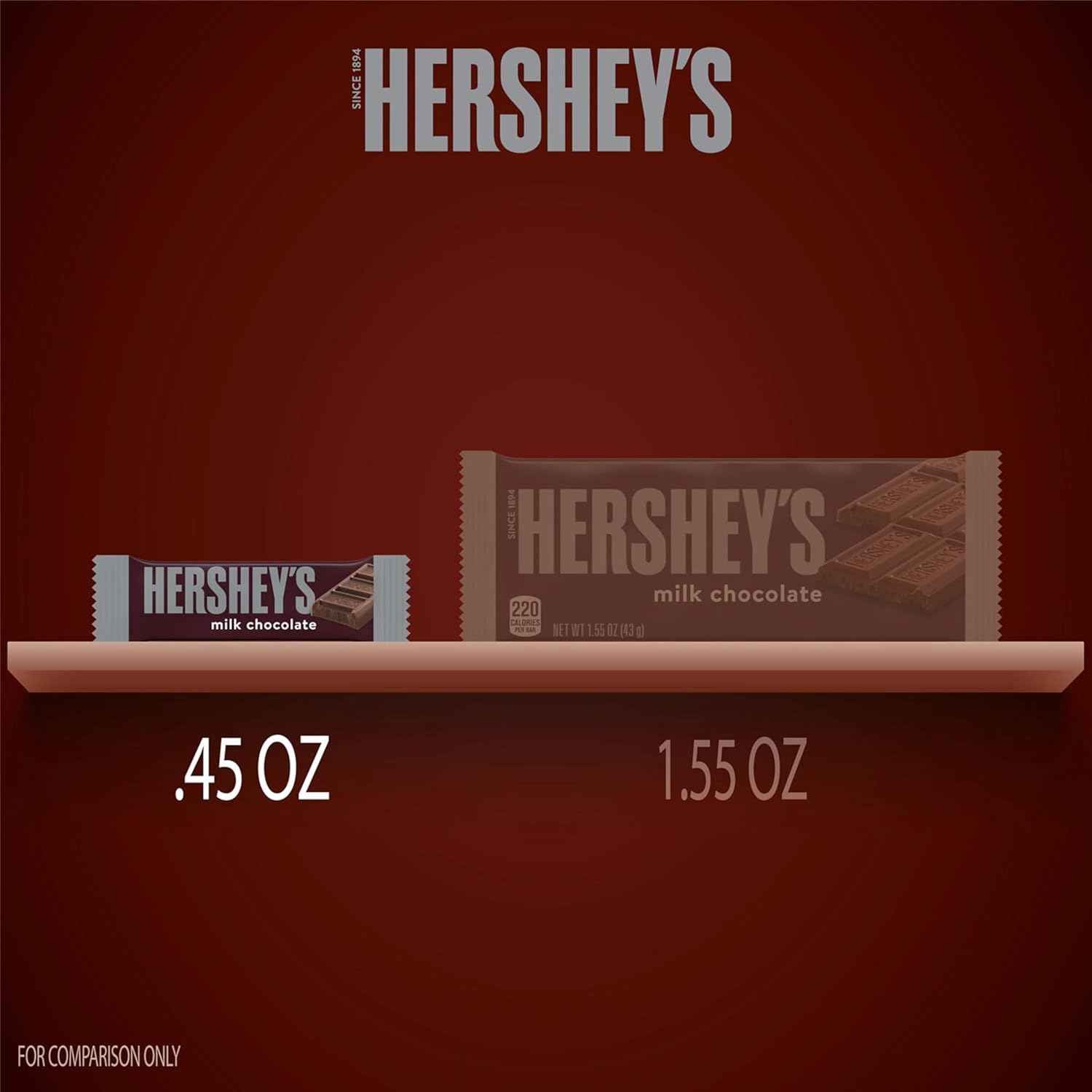 HERSHEY'S Milk Chocolate Snack Size, Candy Bars, 11.25 oz