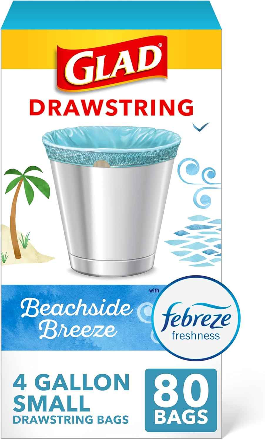 Glad Small Trash Bags 4 Gallon, Odor Resistant with Drawstring