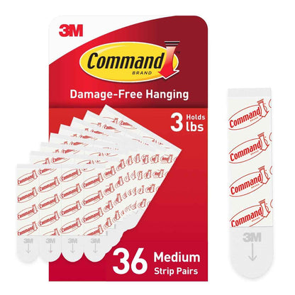 Command Indoor Medium Replacement Strips, Damage-Free Wall Hanging, Re-Hang Medium Hooks for Home and Wall Decor, Holds up to 3 lb, White Adhesive