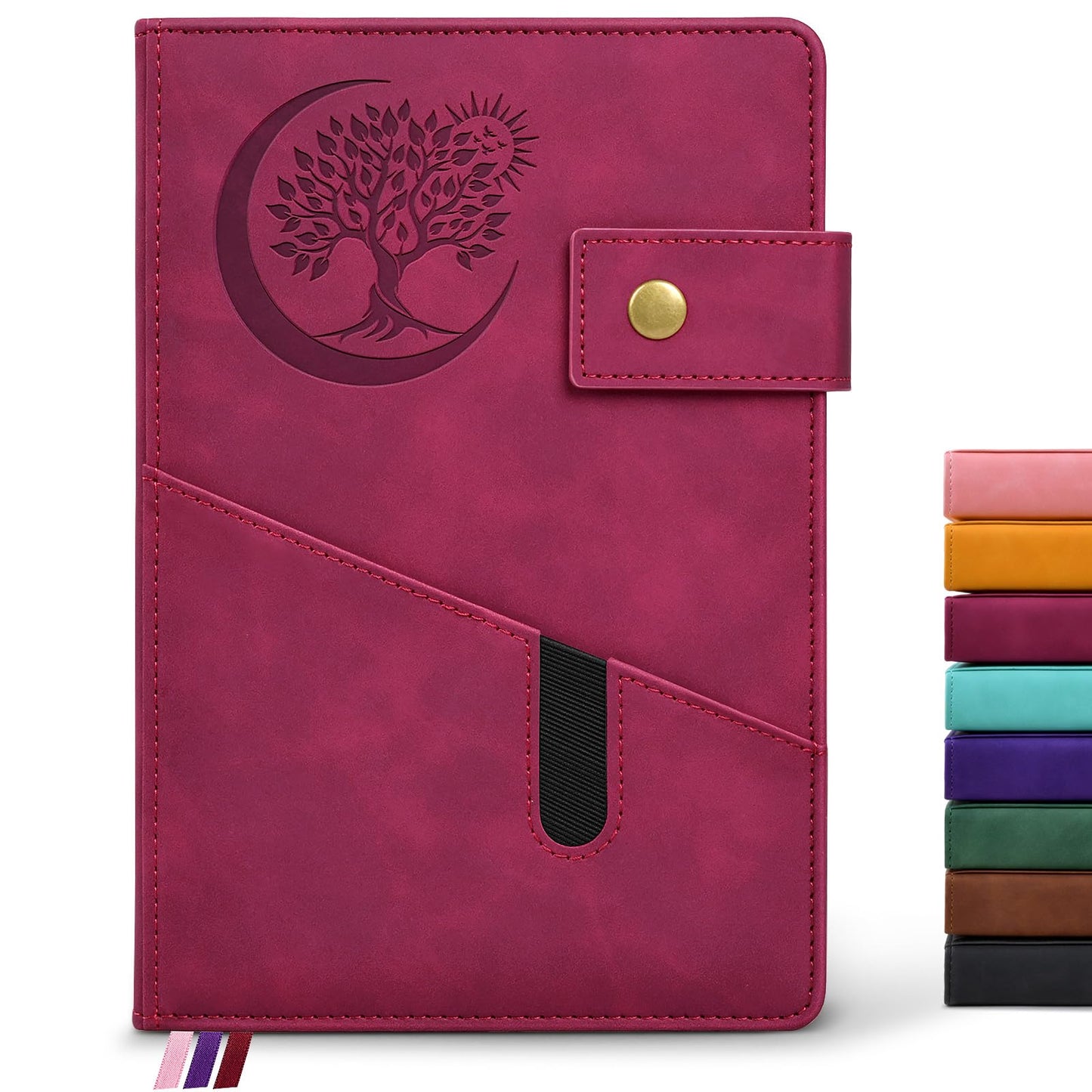 PAIBAS Blank Journal Notebook, A5 Hardcover Leather Sketchbook with 200 Pages Thick Blank Paper for Men Women, Unlined Drawing &amp;amp; Writing Journal, 5.9&amp;#34; x 8.4&amp;#34; Plain Notebook (wine red)