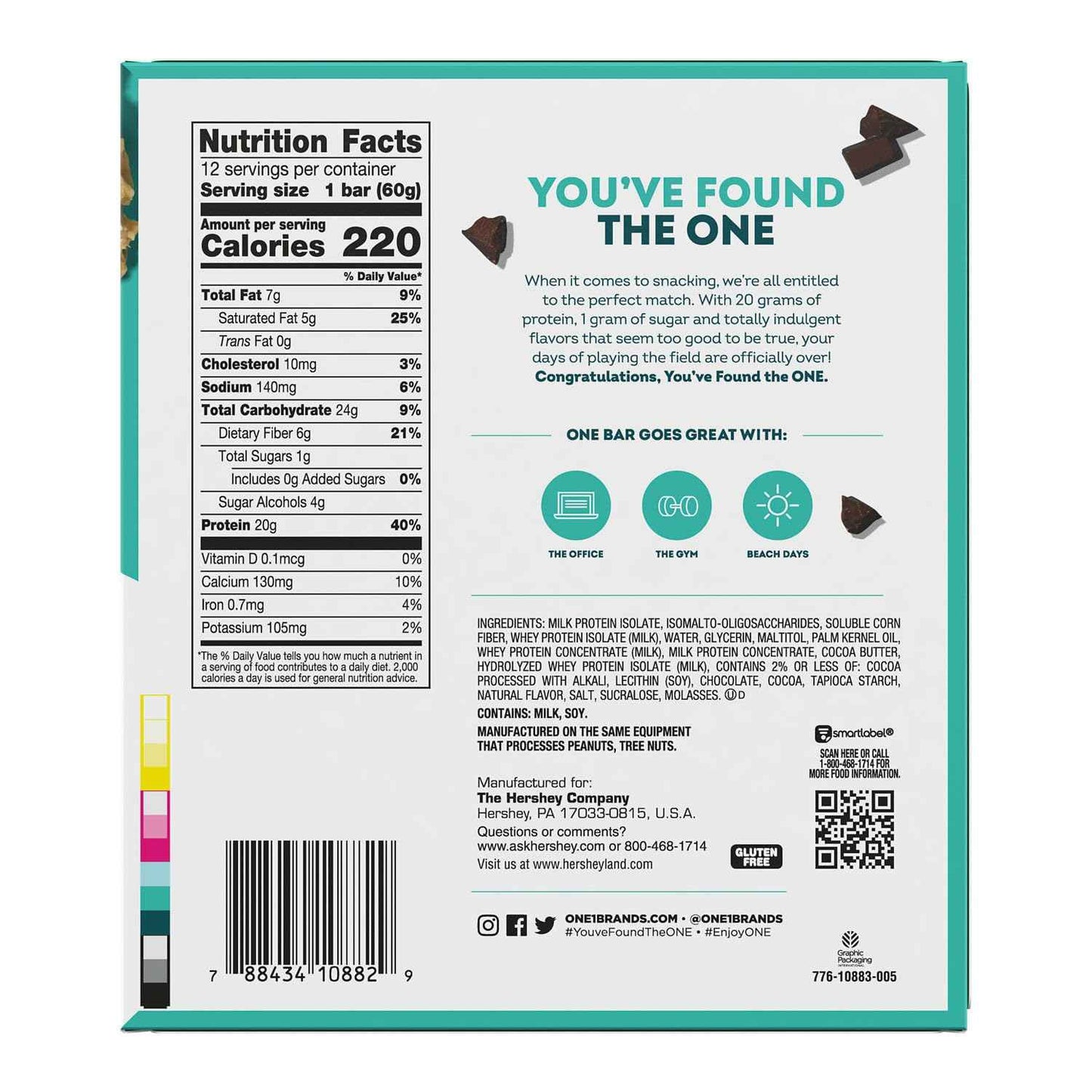 ONE Protein Bars, Gluten Free with 20g Protein and 1g Sugar, Pantry Staples, 2.12 oz