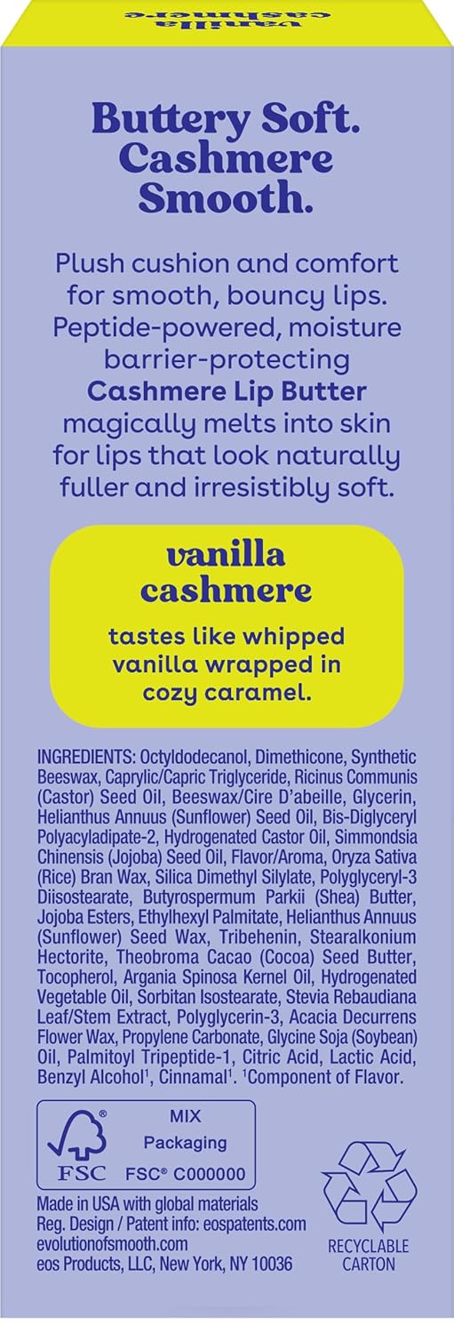 eos_Cashmere_Lip_Butter_-_Vanilla_Cashmere,_Plumping_Peptides,_Smoothing,_eos_Lip_Butter,_Shea_Butter,_Lip_Mask,_Lip_Moisturizer,_Soft_Lips,_0.35_fl_oz
