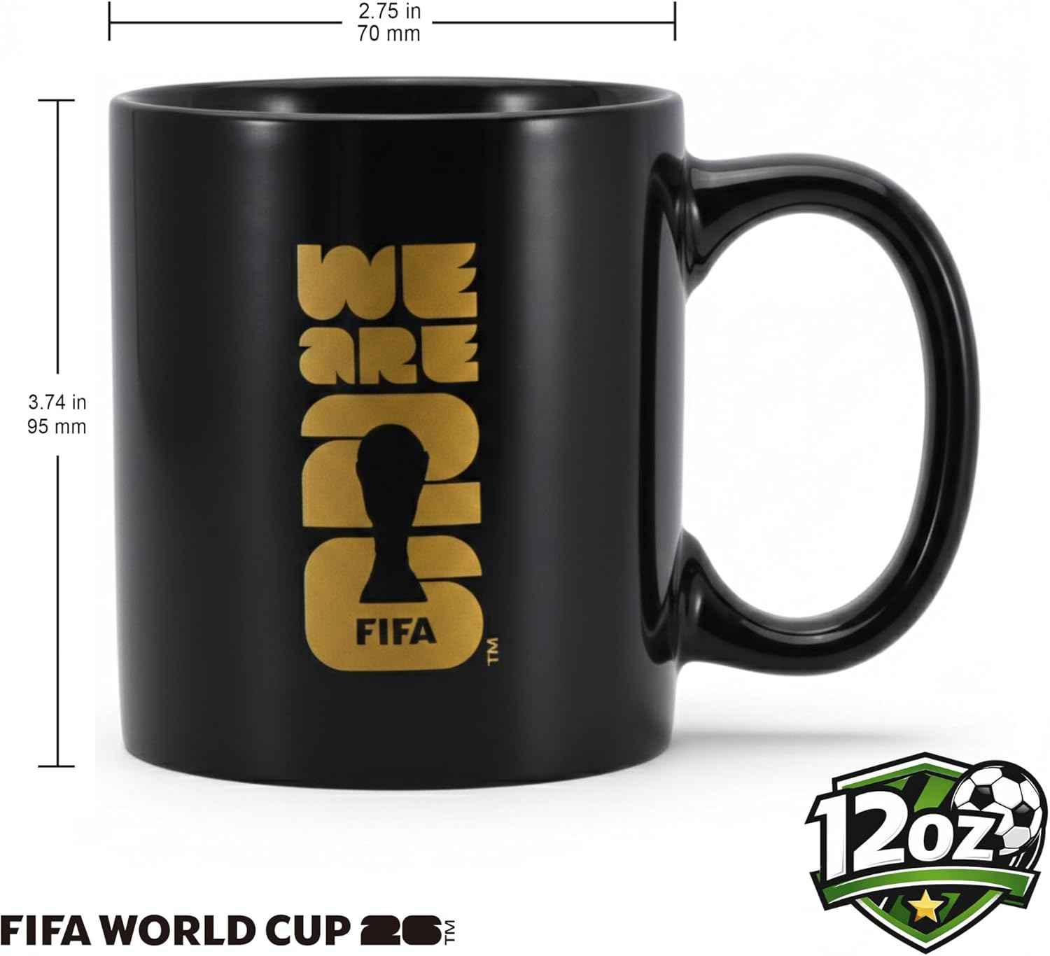 Official FIFA World Cup 2026 Edition - 12oz Ceramic Mug - Etched FIFA Emblem - Collector’s Souvenir - Perfect for Home, Office, Enjoying a Hot Latte, Coffee, Mocha, or Tea in the Kitchen