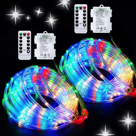 JMEXSUSS_2_Pack_Christmas_Lights_Battery_Operated_Rope_Lights_Outdoor_Waterproof_Total_200LED_8_Modes_Battery_Powered_String_Lights_with_Remote_for_Car_Trampoline_Tree_Christmas_Decor_(Multicolor)