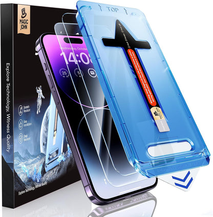MAGIC_JOHN_2_Pack_for_iPhone_14_Pro_Max_6.7_inch_Tempered_Glass_Screen_Protector,_Auto_Dust-Elimination_Installation,_Bubble_Free,_Dynamic_Island_Compatible,_HD_Clear,_Easy_Installation