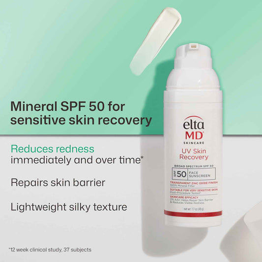 EltaMD UV Skin Recovery Face Sunscreen with Zinc Oxide, All Mineral, Safe for Sensitive Skin SPF 50