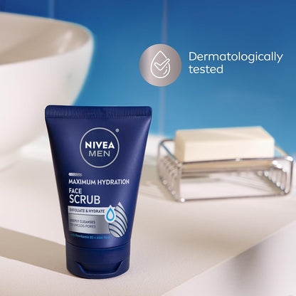 NIVEA_MEN_Maximum_Hydration_Face_Scrub_with_Provitamin_B5_and_Aloe_Vera,_Exfoliating_Face_Wash_Deeply_Cleanses_to_Unclog_Pores,_4.4_Oz_Tube,_Pack_of_3