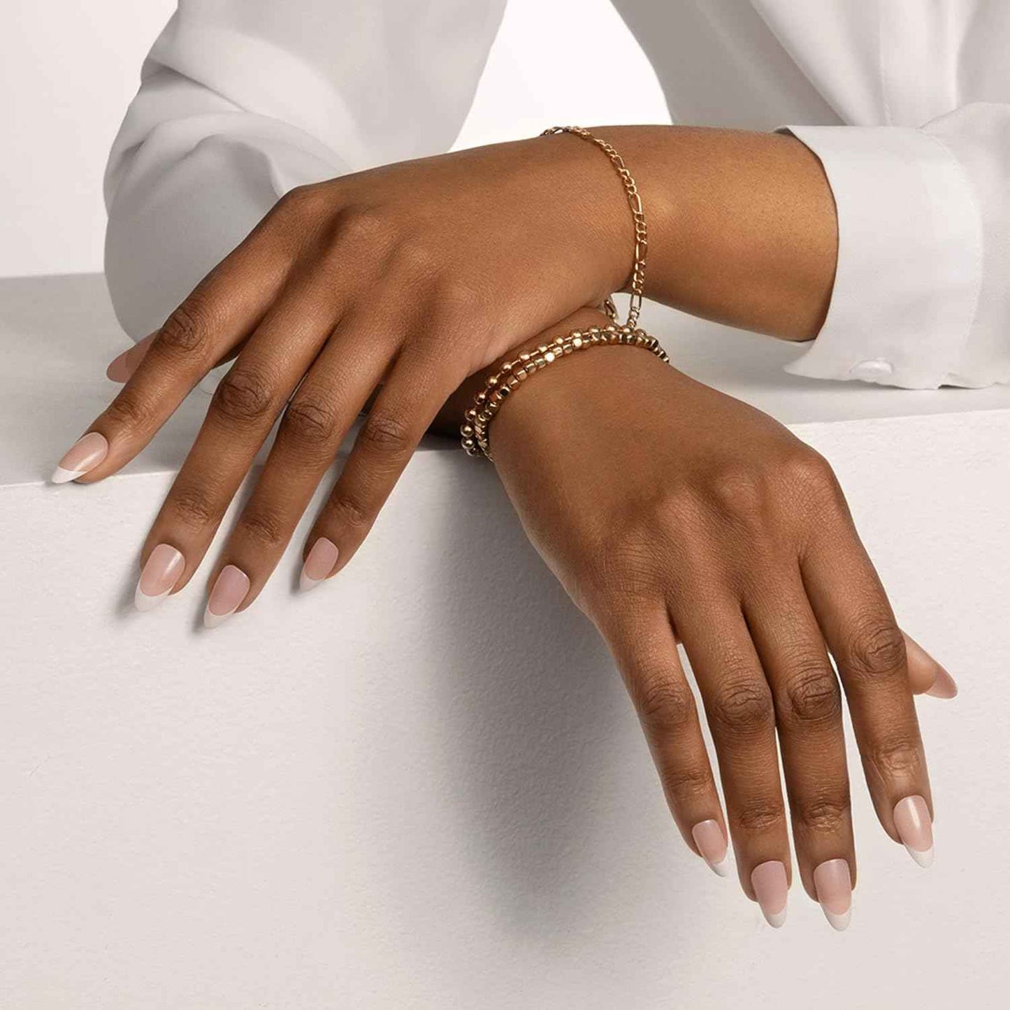 KISS Classy, Press On Nails, Nail glue included, White, Medium Size, Almond Shape, Includes 28 Nails, 2g glue, 1 Manicure Stick, 1 Mini File