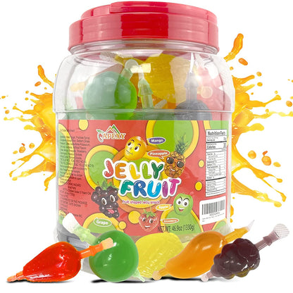 Apexy Jelly Fruit Candy – Assorted Fruit Flavors, Halloween Treat Juicy Chewy Gel Snacks, Kids &amp;amp; Adults Party Favors, Fun Treats for Goodie Bags &amp;amp; Events 46.9oz (1330g)