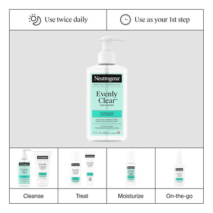 Neutrogena_Evenly_Clear_Acne_Cleanser_with_2%_Salicylic_Acid_&_2%_PHA_Exfoliant,_Gentle_Foaming_Face_Wash_Clears_Clogged_Pores_&_Blackheads_While_Visibly_Fading_Look_of_Post-Acne_Marks,_9.1_fl._oz