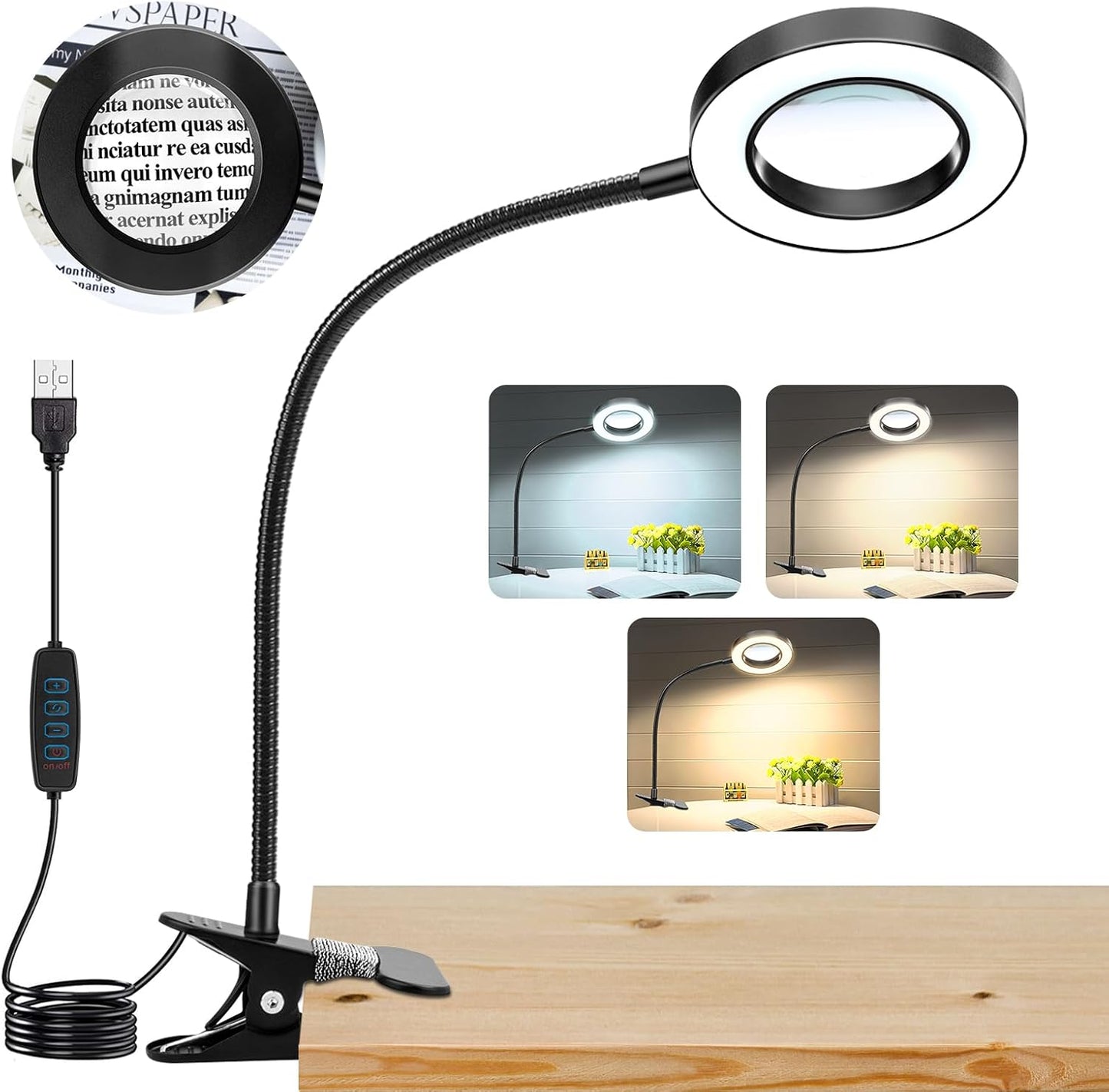 10X_Magnifying_Glass_with_Light,_Clip_on_Mganifier_with_Light,_48_LED_Desk_Magnifying_Glass_wtih_Clamp,_3_Modes_Dimmable_Magnifying_LED_Lamps_for_Bed_Work_Crafts_DIY_Repair