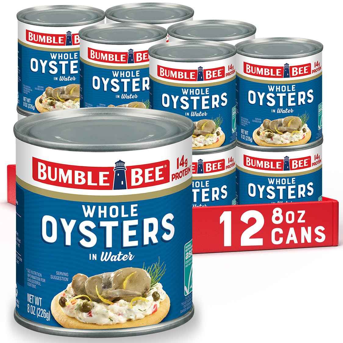 Bumble Bee Premium Select Canned Oysters, Can - Ready to Eat - 14g Protein per Serving - Gluten Free
