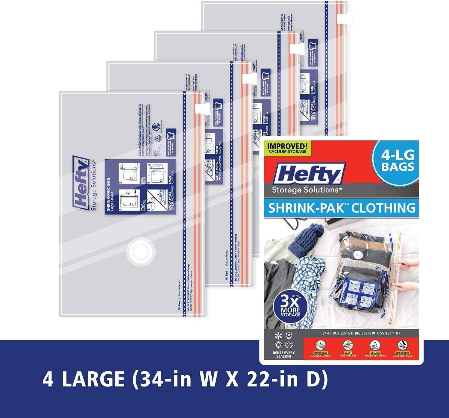 Hefty Shrink-Pak - Space Saver Vacuum Sealer Bags Ideal Under Bed Storage Solutions