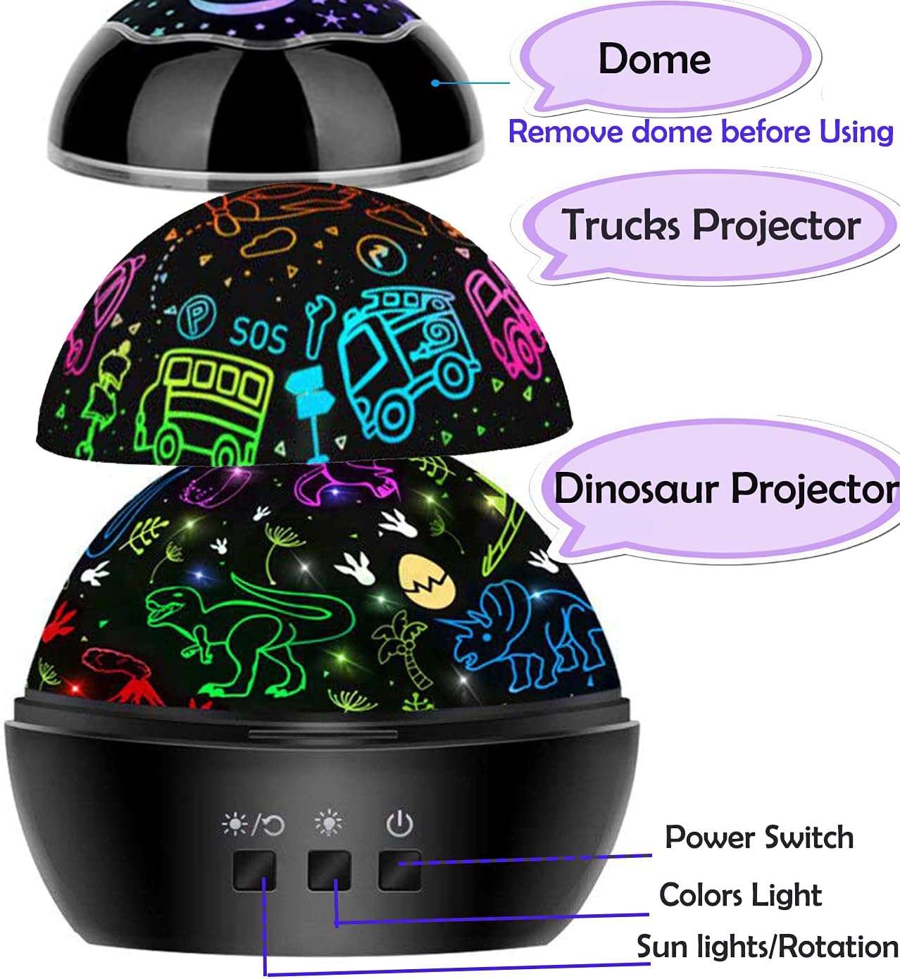 MINGKIDS_Night_Light_for_Kids,2_in_1_Rotating_Projector_Lamp_with_Dino&Vehicles_Theme,2_Ways_to_Charge,Baby_Night_Light_Ceiling_Projector_for_Bedroom_Kids_Room_Decor