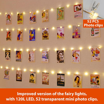 HXWEIYE_120LED_Warm_White_40Ft_Fairy_String_Light_with_52_Clear_Clips_&_12_Hooks,_USB_Powered,_Waterproof,_8_Modes_&_Timer,_Perfect_for_Indoor/Outdoor,_Bedroom,_Party,_Wedding_Decor