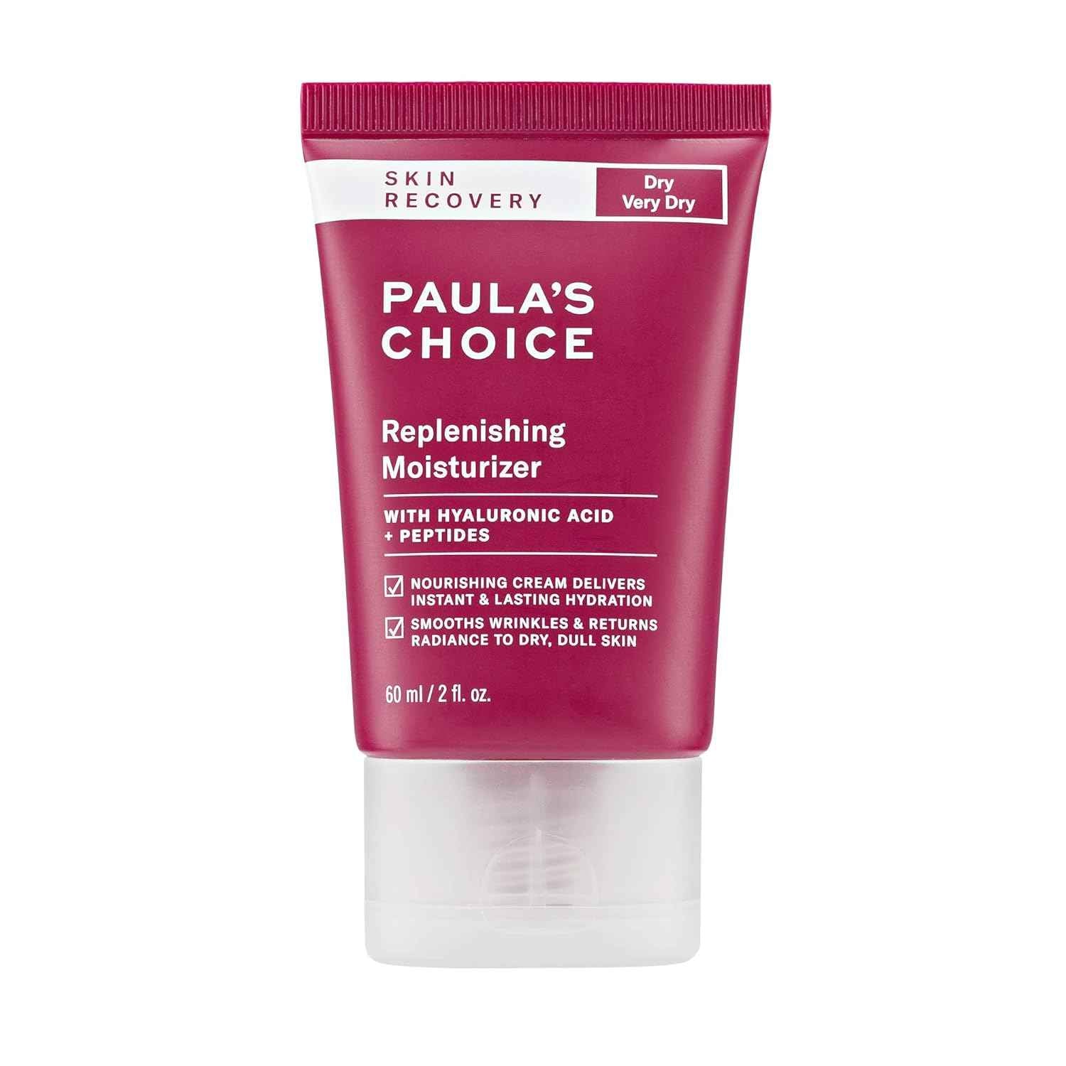 Paula's Choice SKIN RECOVERY Replenishing Face Moisturizer Cream, Daily Facial Moisturizer with Hyaluronic Acid, & Peptides, Face Lotion for Dry, Sensitive Skin, Fragrance-Free, 2oz