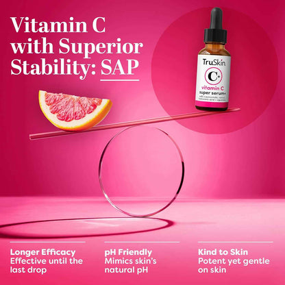 TruSkin Vitamin C Super Serum for Face - Five Skin Benefits in One Serum with Vitamin C, Retinol, Niacinamide, Hyaluronic Acid & Squalane - Brighten, Firm & Smooth the Look of Skin
