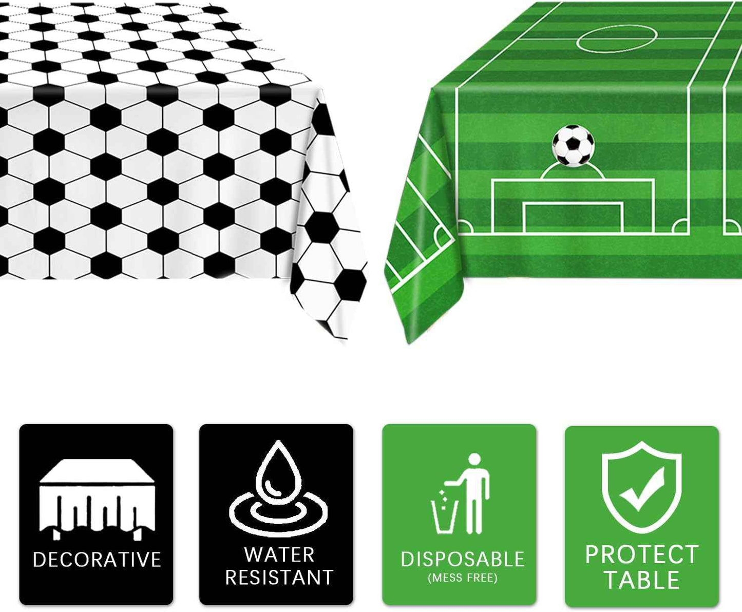 QIYANPAX 4 Pieces Soccer Tablecloths - Soccer Birthday Party Decorations Soccer Table Cloth Soccer Tablecloth Plastic Table Cover for Sports Soccer Theme Party Decorations, 54 x 108 Inch