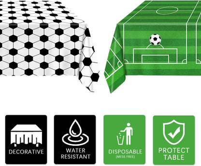 QIYANPAX 4 Pieces Soccer Tablecloths - Soccer Birthday Party Decorations Soccer Table Cloth Soccer Tablecloth Plastic Table Cover for Sports Soccer Theme Party Decorations, 54 x 108 Inch