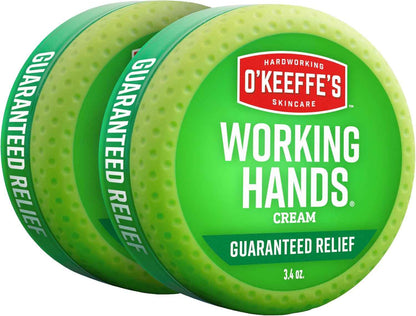 O'Keeffe's Working Hands Hand Cream for Extreme Dryness - 3.4 oz Jar (2 Pack) - Repairing Skincare for Cracked, Dry Hands