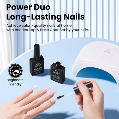 Beetles_No_Wipe_Gel_Top_Coat_and_Base_Coat_Set_for_Gel_Nail_Polish_-_2Pcs_15ml_Super_Shiny_and_Long_Lasting_Soak_Off_UV/LED_Lamp_Nail_Art_Design_Gift