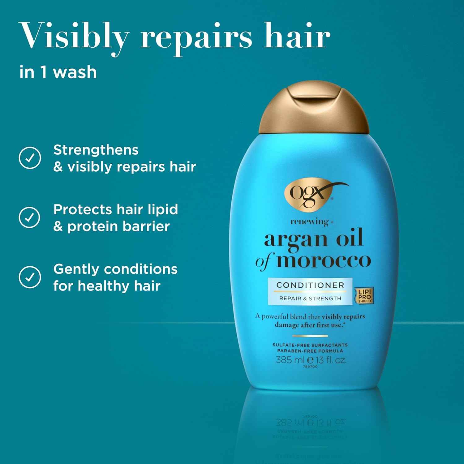 OGX Renewing + Argan Oil of Morocco Conditioner, Repair Conditioner & Argan Oil Helps Strengthen & Repair Dry, Damaged Hair, Paraben-Free, Sulfate-Free Surfactants