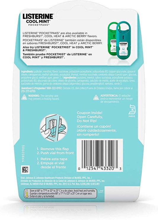 Listerine Cool Mint Pocketpaks Breath Strips, 12-24-Strip Pack Total 288 Strips