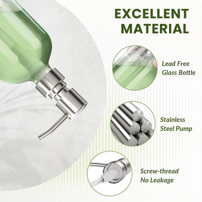 AmazerBath_Soap_Dispenser,_2_Pack_Glass_Soap_Dispenser_with_Pump_Stainless_Steel,_17_Oz_Hand_Soap_Bottles_Bathroom_Kitchen,_Clear