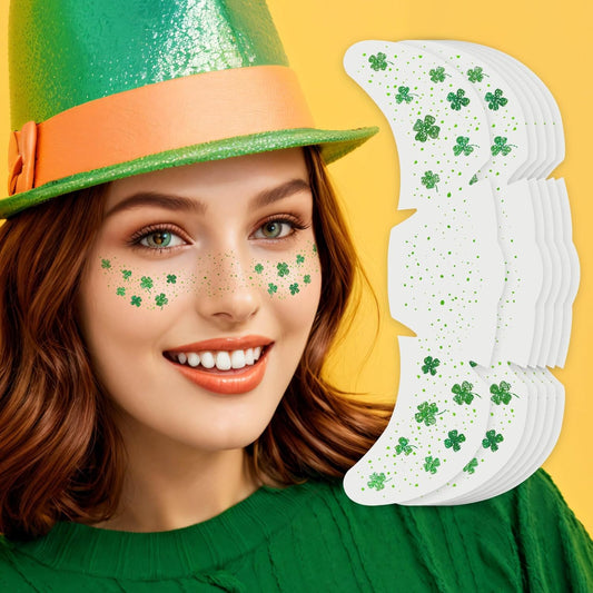 St_Patricks_Day_Accessories,_Green_Shamrock_Temporary_Face_Glitter_Freckles_Tattoos,St_Patty's_Green_Face_Tattoos_Sparkle_Glitter_Makeup,Saint_Patrick's_Day_Outfit_for_Women,6_PCS