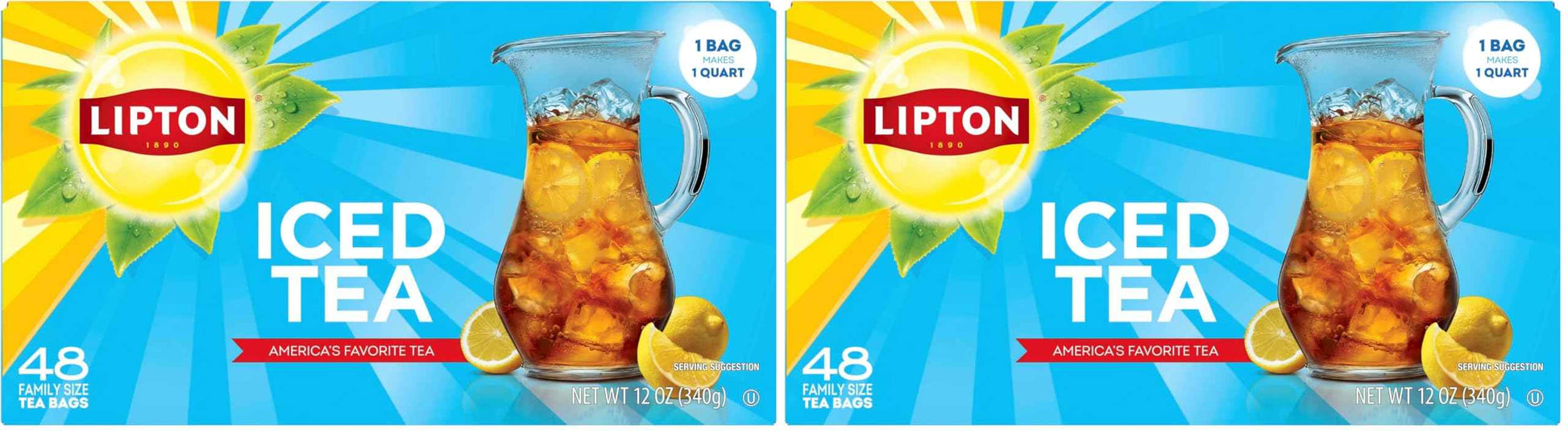 Lipton Unsweetened Iced Tea Bags, Family Size Zero Calories, 48 Tea Bags