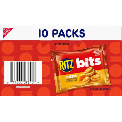 RITZ Bits Cheese Sandwich Crackers, Bulk Lunch Snacks, 40 Snack Packs (4 Boxes)