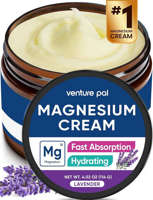 Venture Pal Topical Magnesium Cream, Fast-Absorbing Magnesium Moisturizing Lotion, Shea Butter & Hyaluronic Acid, Suitable for Kids