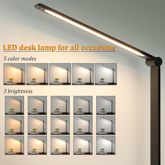 LED_Desk_Lamp_with_USB_Ports,Touch_Desk_Lamps_for_Home_Office_with_5_Color_Modes,3_Brightness_Desk_Light_with_Small_Night_Light,Reading_Lamp_Table_Lamp_for_Bedroom_Bedside_Study_Black_（with_adapter）