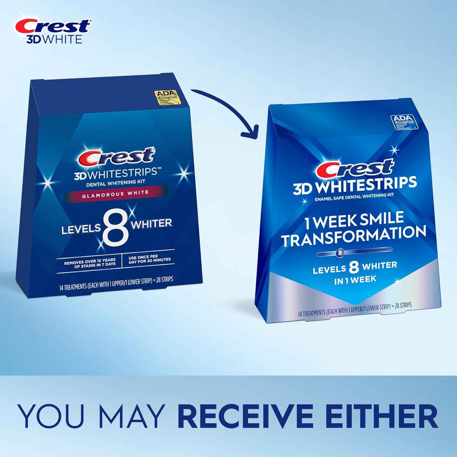 Crest 3D Whitestrips, 1 Week Smile Transformation, Whitestrips 3D White, Teeth Whitening Strip Kit, 14 Treatments (Each with 1 Upper/1 Lower)
