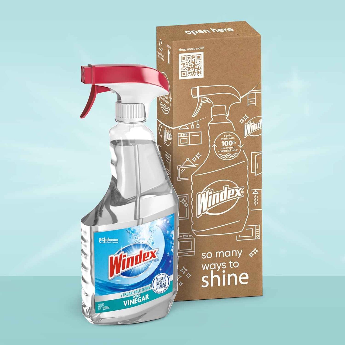 Windex Vinegar Glass and Surface Cleaner Spray Bottle, Packaging Designed to Prevent Leakage and Breaking, Surface Cleaning Spray