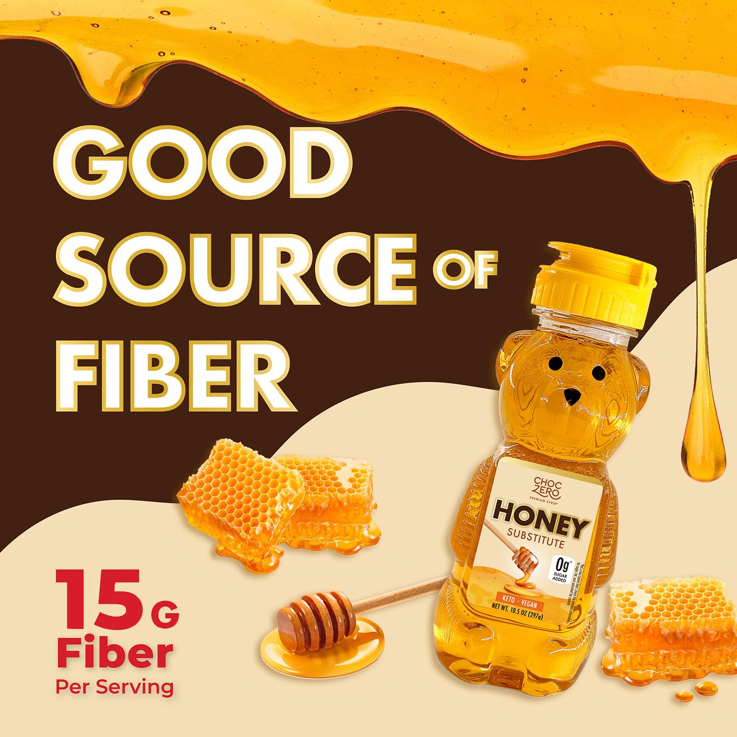 ChocZero_Sugar_Free_Honey,_1:1_Natural_Honey_Equivalent,_Same_Sweetness_and_Consistency_as_Raw,_Keto_Friendly,_Vegan_(1_Jar,_10.5oz)