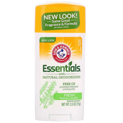 ARM & HAMMER Essentials Deodorant- Solid Oval - Made with Natural Deodorizers- Free From Aluminum, Parabens & Phthalates