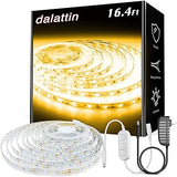 dalattin White/Warm White LED Strip Lights, 16.4FT/20FT/40FT/50FT Dimmable Super Bright 24V Led Tape Light 6500K 360 LEDs Lights for Bedrooms, Mirror, Kitchen, Home Decoration