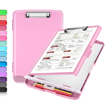 Sooez Clipboard with Storage, Clip Board 8.5 x 11 with Pen Holder, Plastic Organization Case Box for Letter Legal A4 Size Paper, Low Profile Clip, Nurses Teachers Must Haves, School &amp;amp; Office Supplies