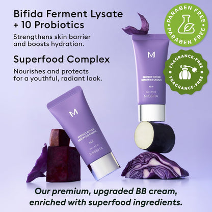 MISSHA_M_PERFECT_COVER_SERUM_BB_CREAM_No.23_Natural_Beige-Light/Medium_with_Cool/Neutral_Undertone,_BB_Cream_by_Cardi_B_Pick,_Skin_Tint,_Tinted_Moisturizer,_Skin_Care_Foundation_Makeup,_1.18_Fl_oz