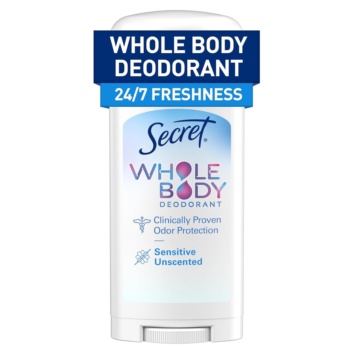Secret_Whole_Body_Deodorant_Stick_for_Women,_Naturally_Derived_Ingredients,_Unscented,_Aluminum_Free_Deoderant_Stick,_72_HR_Odor_Protection,_2.4_oz