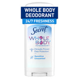 Secret Whole Body Deodorant Stick for Women, Naturally Derived Ingredients, Aluminum Free Deoderant Stick, 72 HR Odor Protection, 2.4 oz