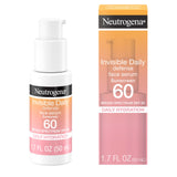 Neutrogena Invisible Daily Defense Broad Spectrum SPF 60, Antioxidants for Skin Glow, Hydrating Face Sunscreen Serum, Water Resistant (80 minutes), Oil-Free, Fragrance Free, Non Comedogenic