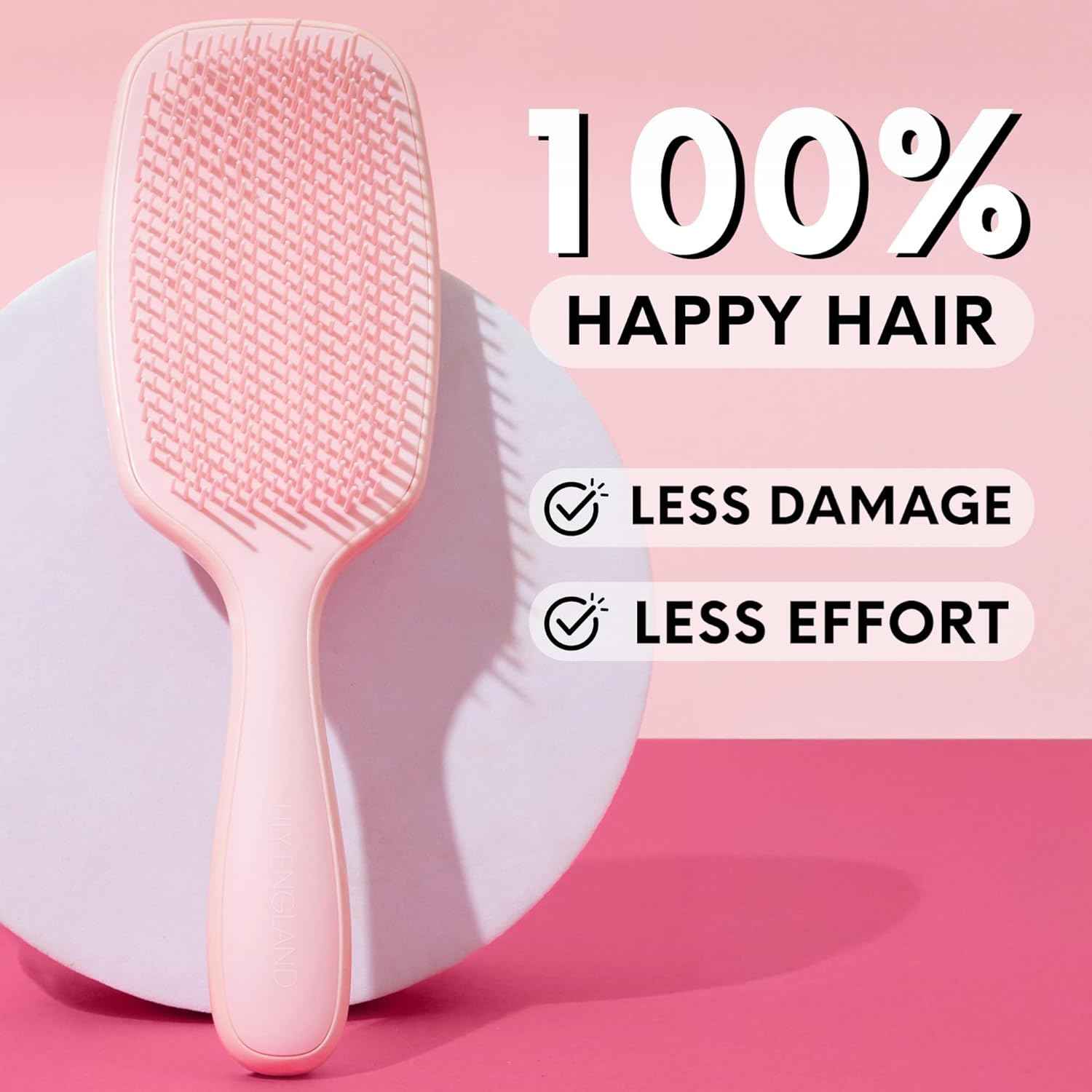 Lily England Detangling & Styling Brush - Pain-Free Brush for Curly Wet & Dry Hair With Flexible Bristles - Easy to Hold Brush for Women's 3c to 4c Curls